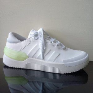 adidas gazelle silver green womens Women's Bring The Good Vibes White Faux Leather Lace-Up Sneakers | Size: 5 main image 0